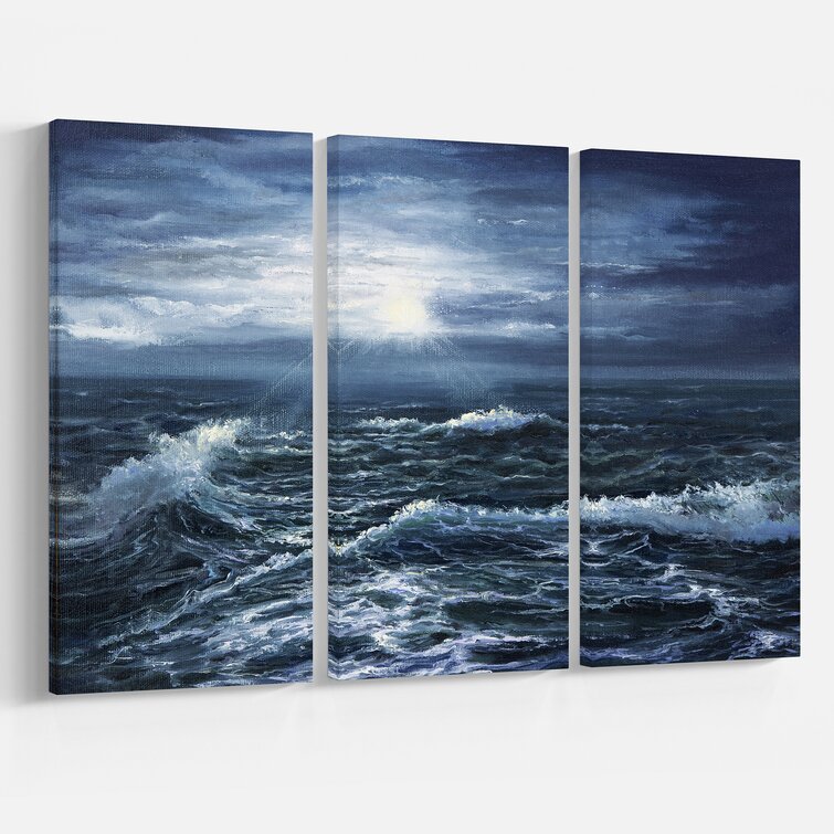 Bless international Ocean Waves In Dark Sky - 3 Piece Wrapped